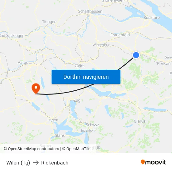 Wilen (Tg) to Rickenbach map