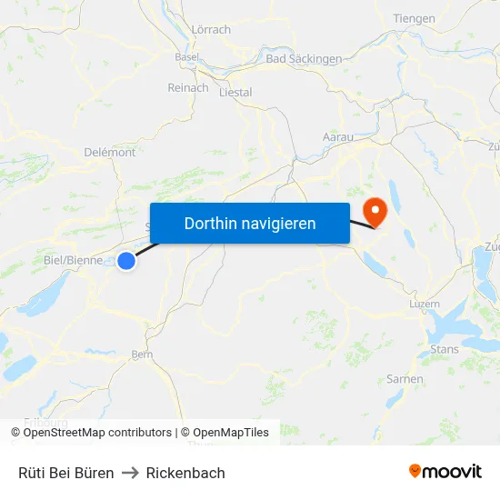 Rüti Bei Büren to Rickenbach map