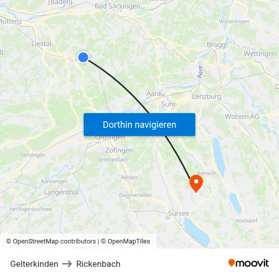 Gelterkinden to Rickenbach map