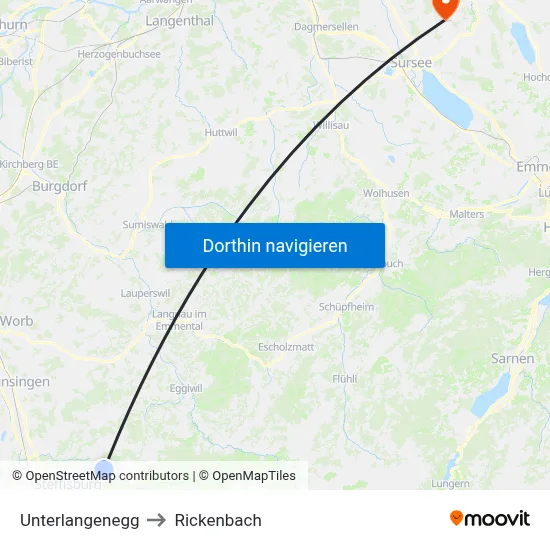 Unterlangenegg to Rickenbach map