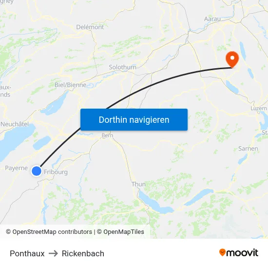 Ponthaux to Rickenbach map