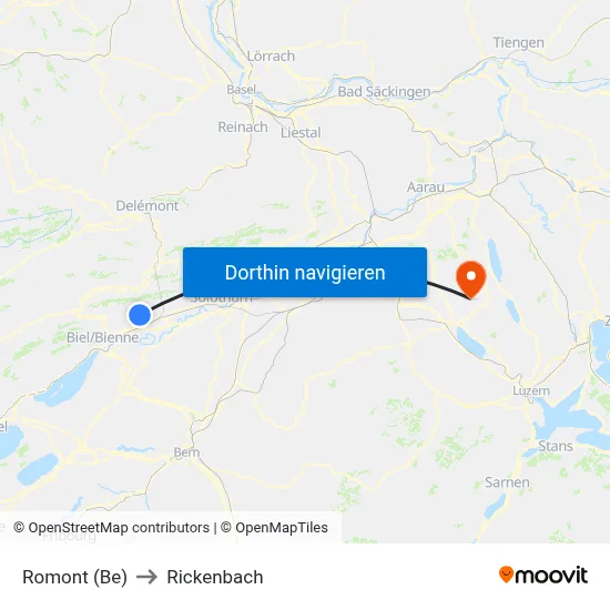 Romont (Be) to Rickenbach map