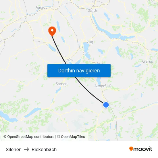 Silenen to Rickenbach map