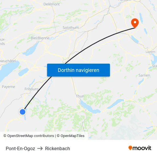 Pont-En-Ogoz to Rickenbach map