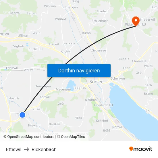 Ettiswil to Rickenbach map