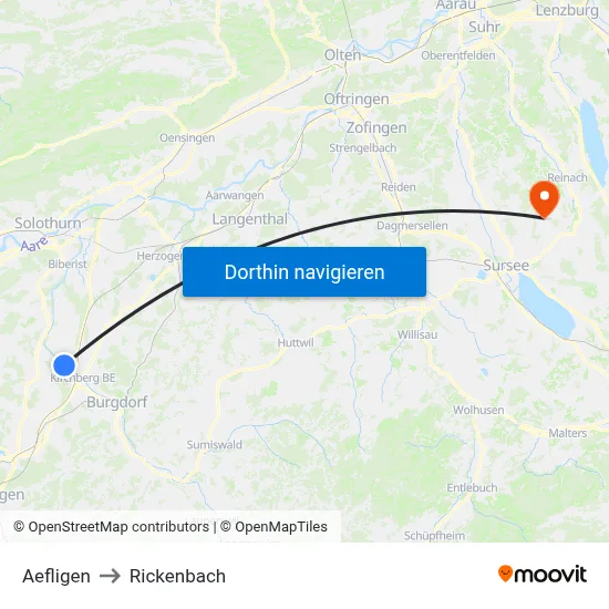 Aefligen to Rickenbach map