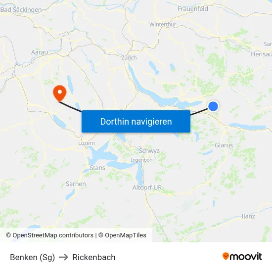 Benken (Sg) to Rickenbach map