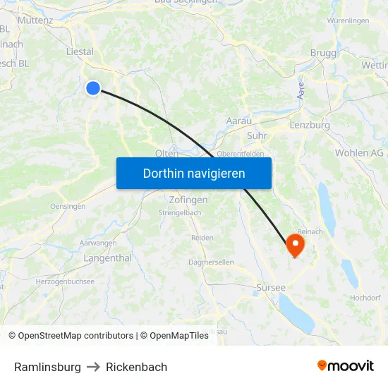 Ramlinsburg to Rickenbach map
