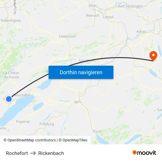 Rochefort to Rickenbach map