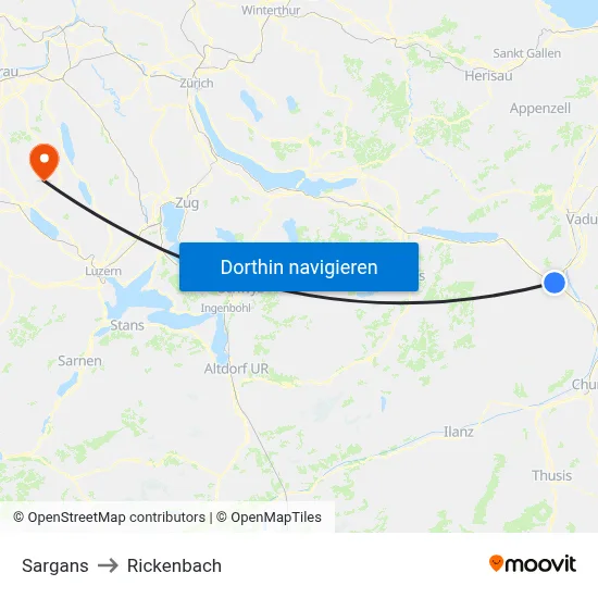 Sargans to Rickenbach map