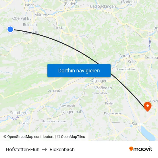 Hofstetten-Flüh to Rickenbach map