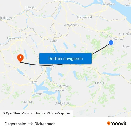 Degersheim to Rickenbach map