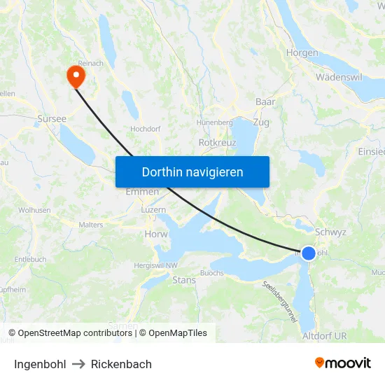 Ingenbohl to Rickenbach map