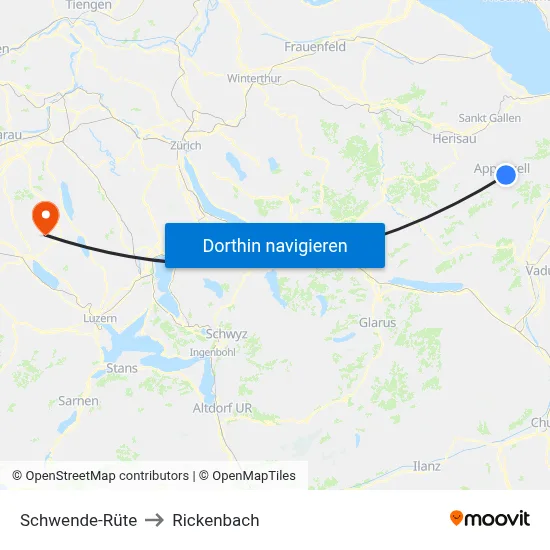 Schwende-Rüte to Rickenbach map
