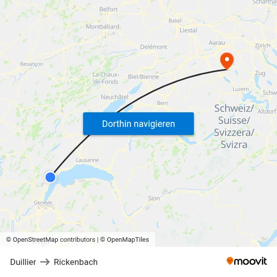 Duillier to Rickenbach map