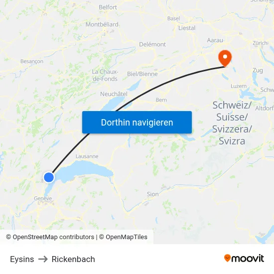 Eysins to Rickenbach map