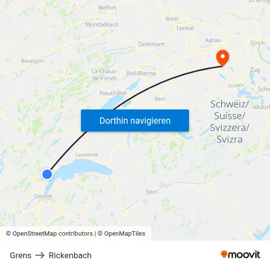 Grens to Rickenbach map