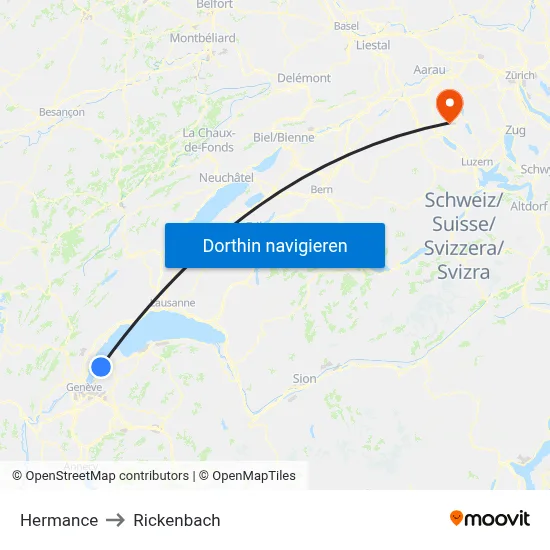 Hermance to Rickenbach map