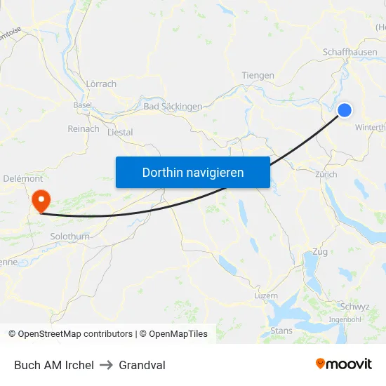 Buch AM Irchel to Grandval map