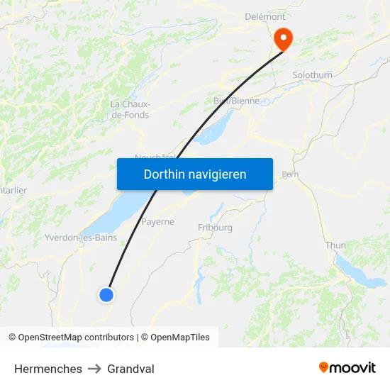 Hermenches to Grandval map