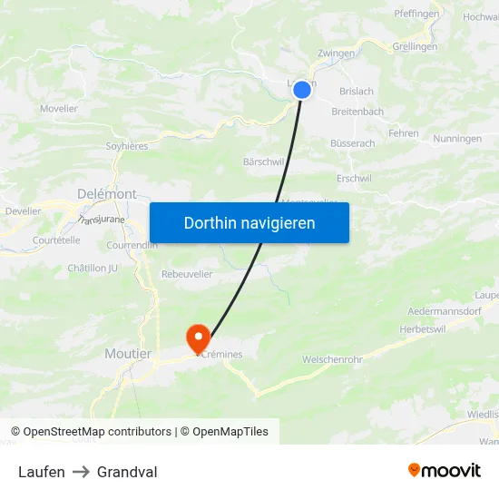 Laufen to Grandval map