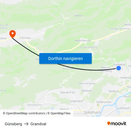 Günsberg to Grandval map