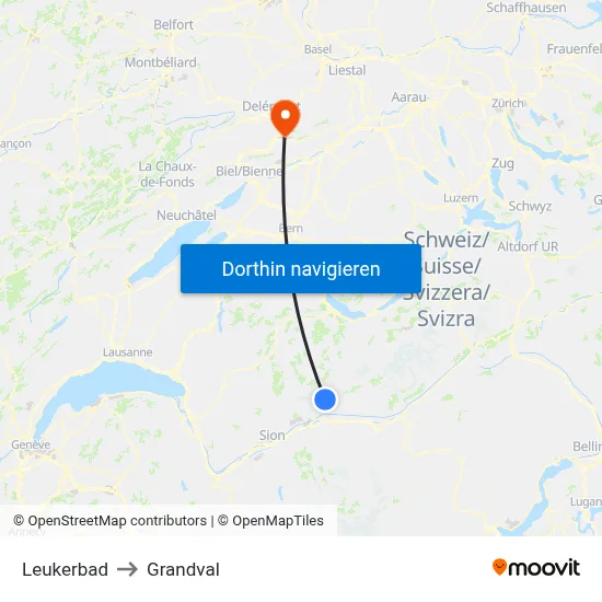 Leukerbad to Grandval map