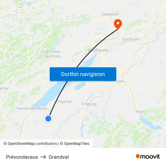 Prévondavaux to Grandval map