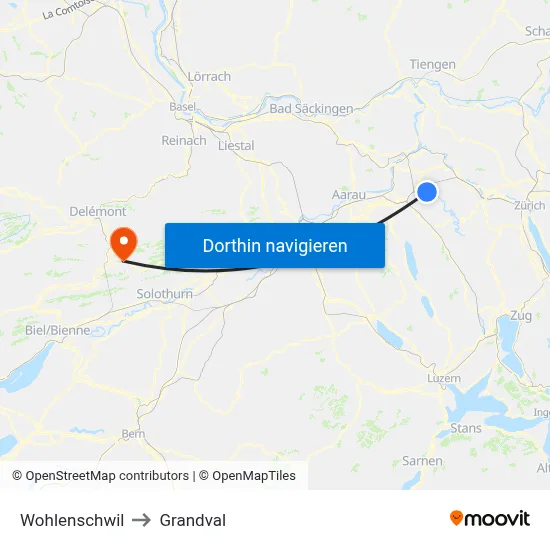 Wohlenschwil to Grandval map