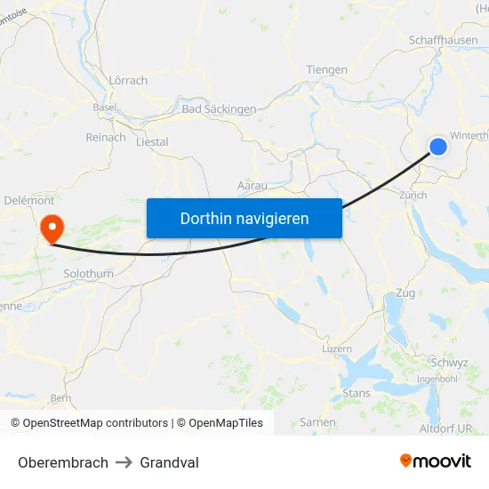 Oberembrach to Grandval map