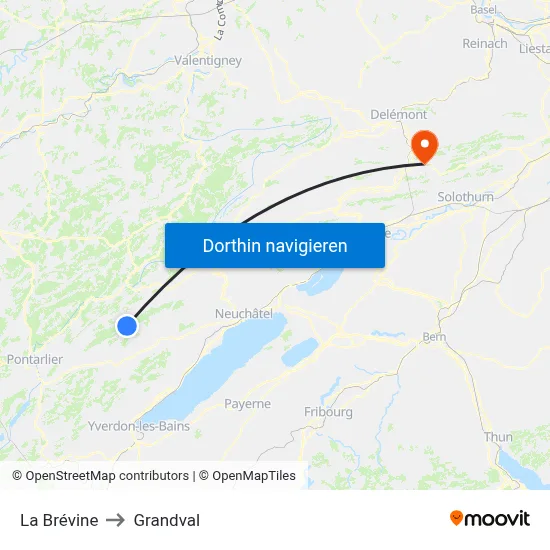 La Brévine to Grandval map