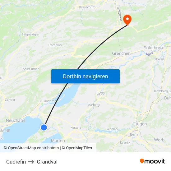 Cudrefin to Grandval map