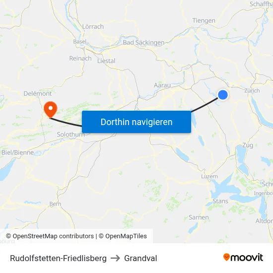 Rudolfstetten-Friedlisberg to Grandval map