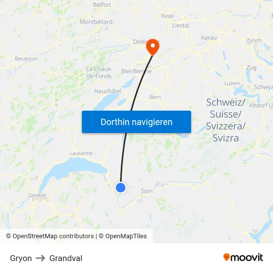 Gryon to Grandval map