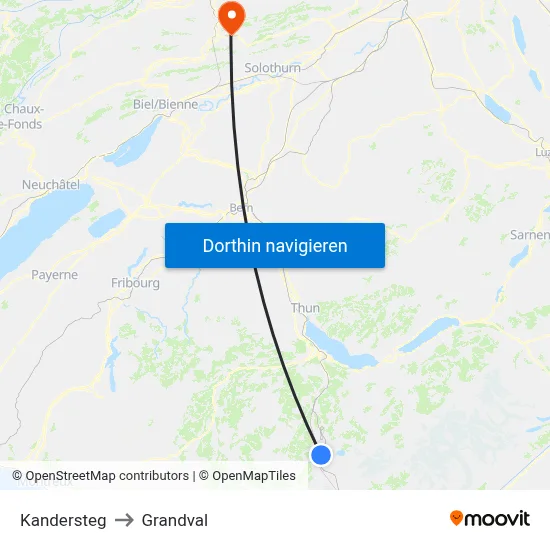 Kandersteg to Grandval map