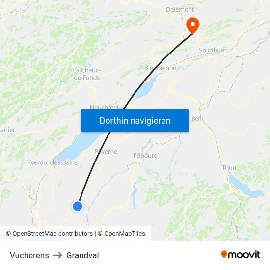 Vucherens to Grandval map