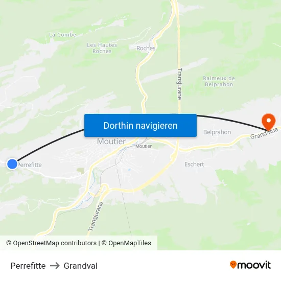 Perrefitte to Grandval map