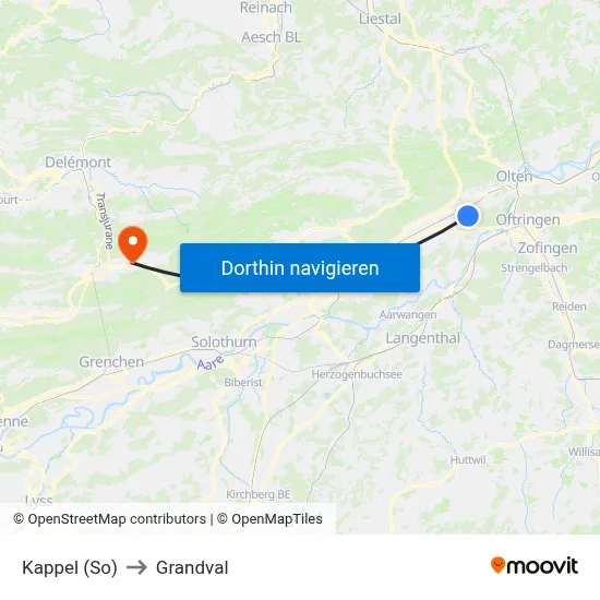 Kappel (So) to Grandval map