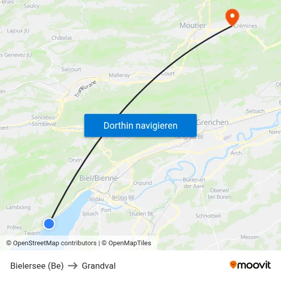 Bielersee (Be) to Grandval map