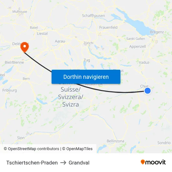Tschiertschen-Praden to Grandval map