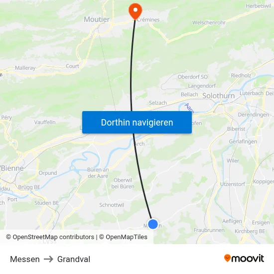 Messen to Grandval map