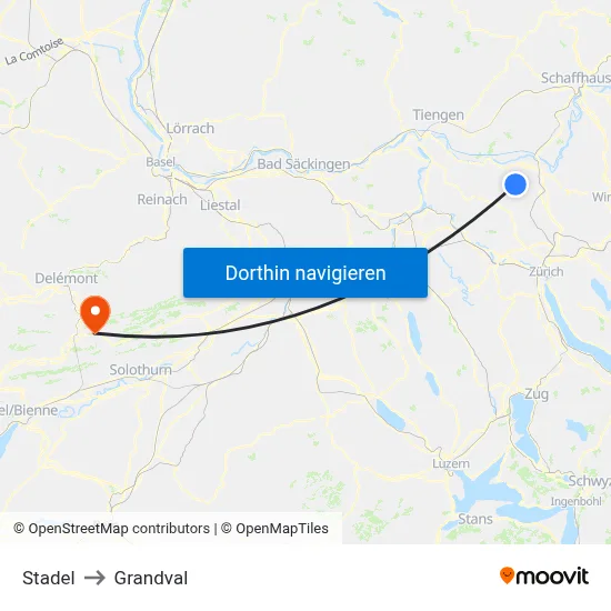 Stadel to Grandval map