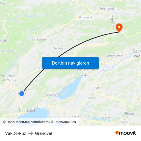 Val-De-Ruz to Grandval map