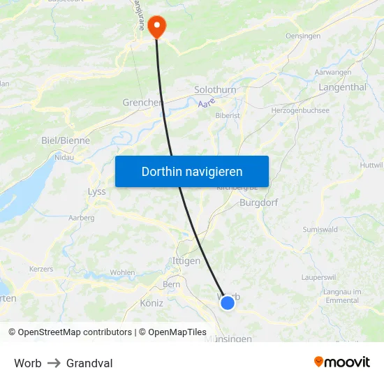 Worb to Grandval map