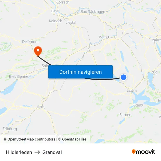 Hildisrieden to Grandval map