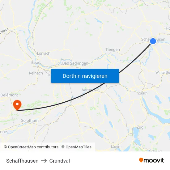 Schaffhausen to Grandval map