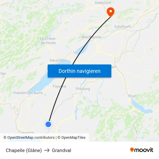 Chapelle (Glâne) to Grandval map