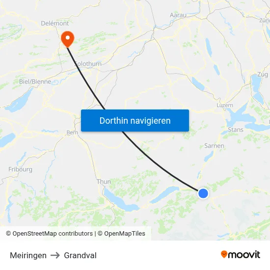 Meiringen to Grandval map