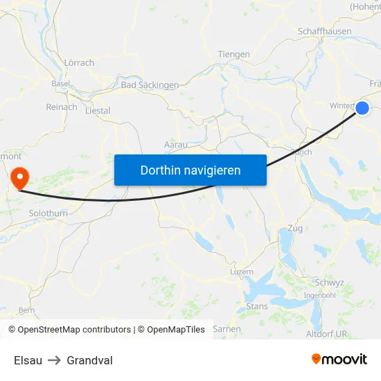 Elsau to Grandval map