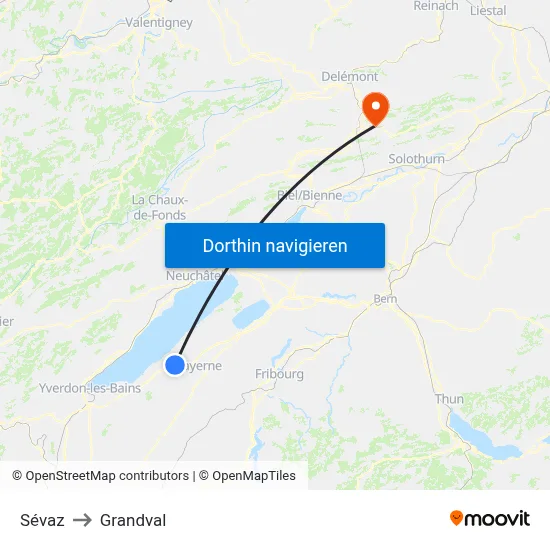 Sévaz to Grandval map